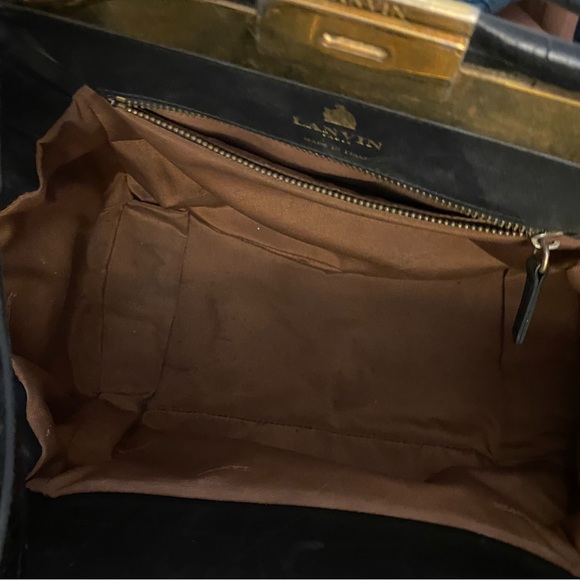 Lanvin Trilogy croc embossed black calfskin bag with gold plated hardware - Picture 7 of 9